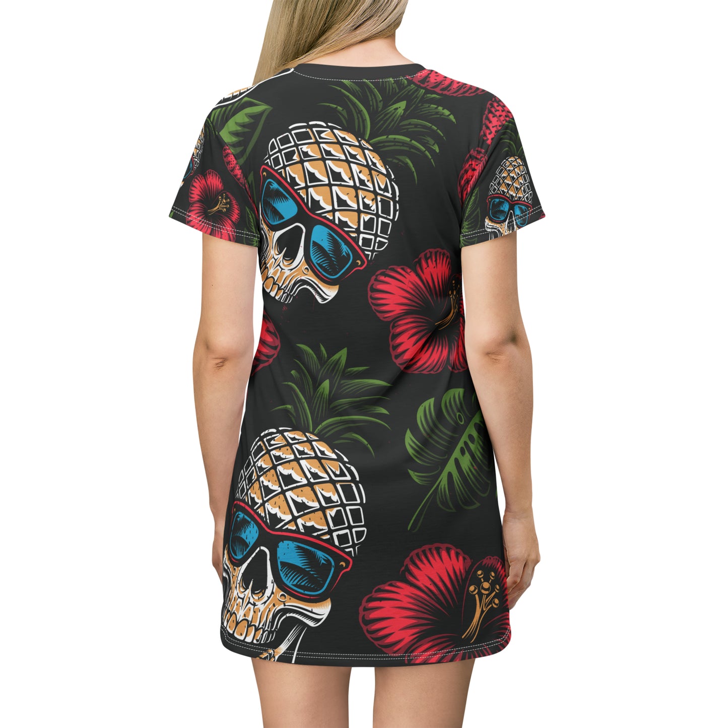 T-Shirt Dress (AOP) -Tropical Skull