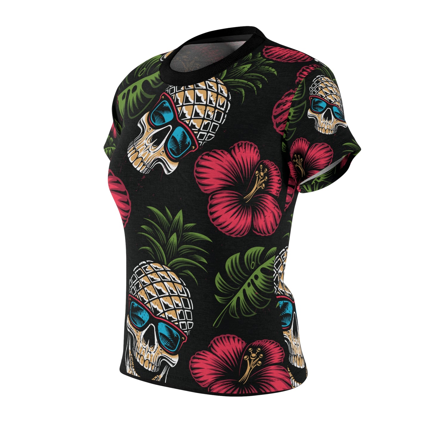 Women's Cut & Sew Tee (AOP) - Tropical Skull