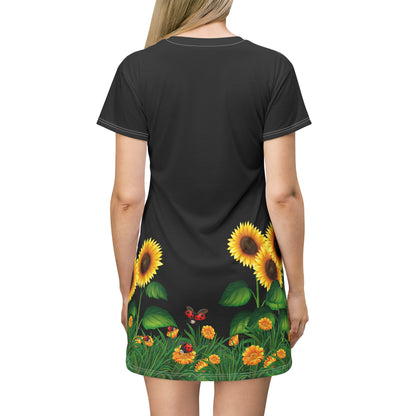 T-Shirt Dress (AOP) - Sunflowers