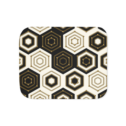 Sherpa Blanket, Two Colors - Black/Gold Hex