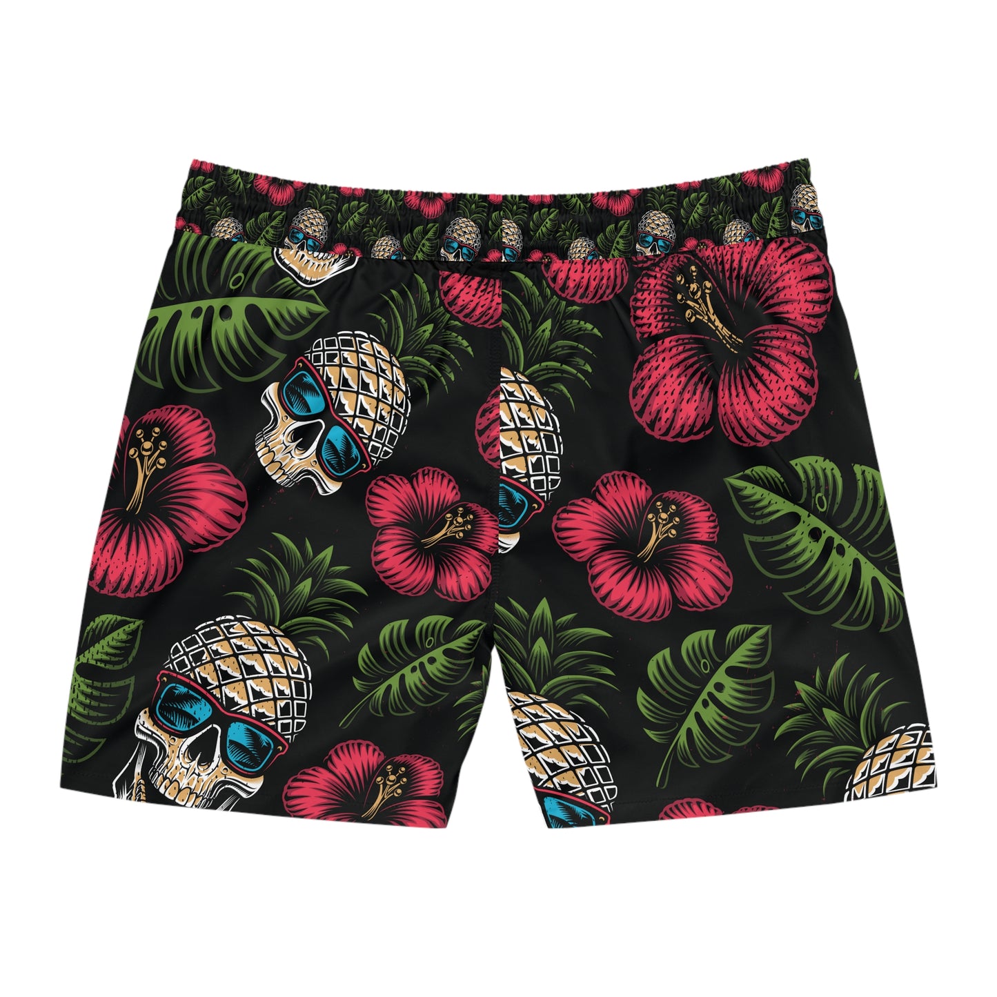 Men's Mid-Length Swim Shorts (AOP) - Tropical Skull