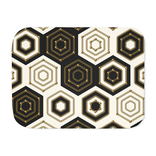 Sherpa Blanket, Two Colors - Black/Gold Hex