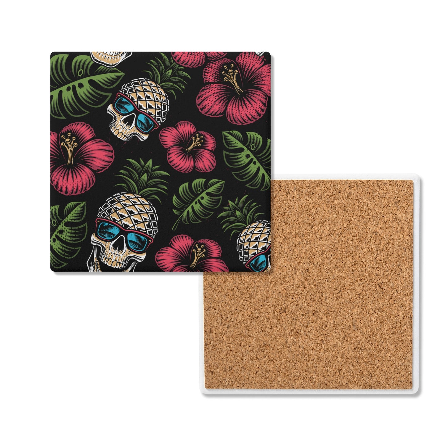 Square Ceramic Coasters - Tropical Skulls