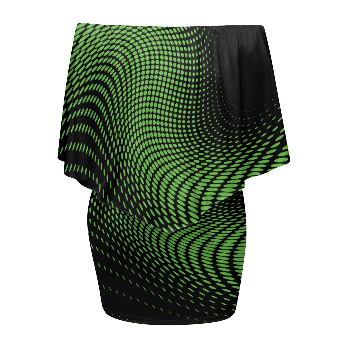 Womens Off-the-shoulder Tube Dress - Green Vortex