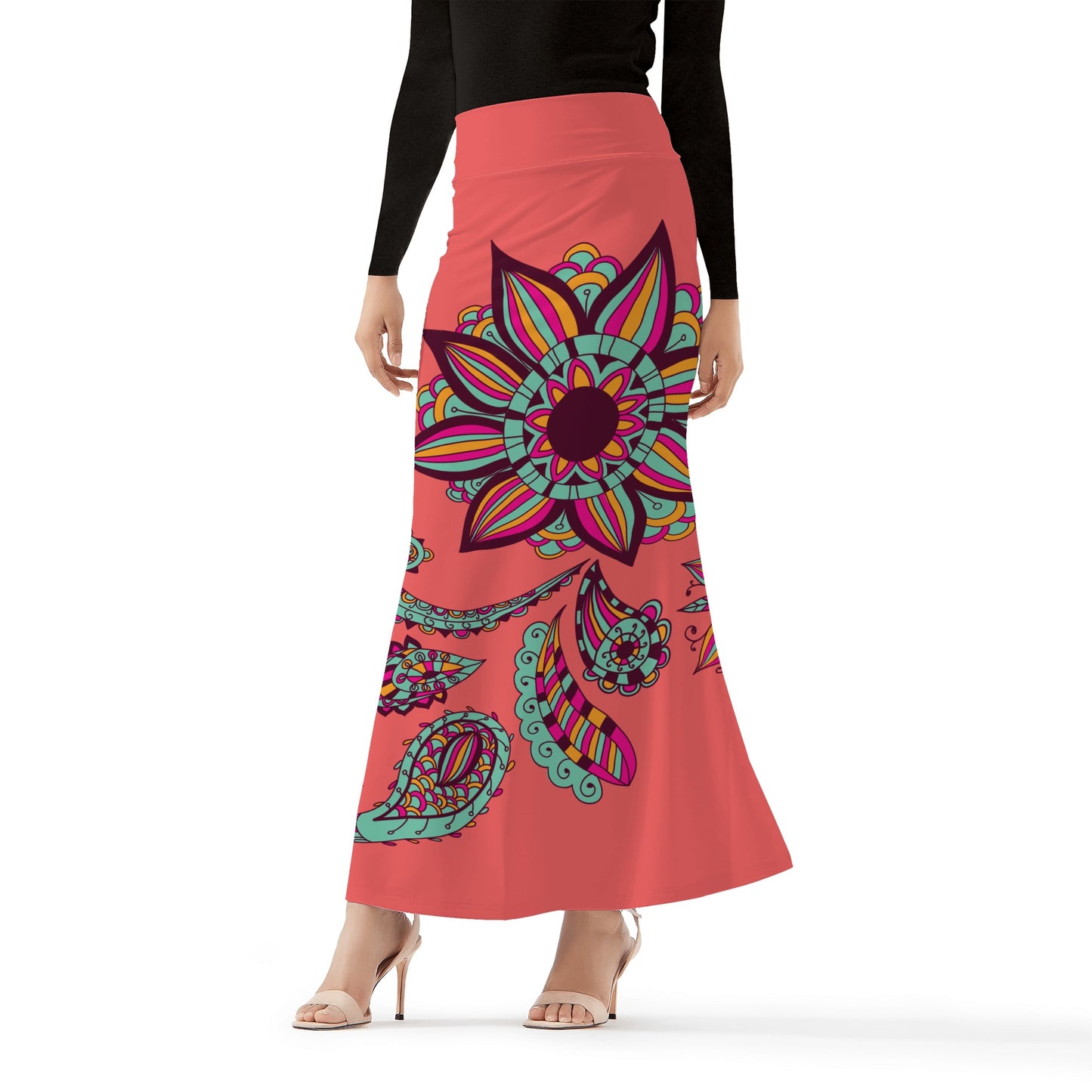 Womens Full Length Skirt - Floral Pattern