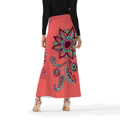 Womens Full Length Skirt - Floral Pattern