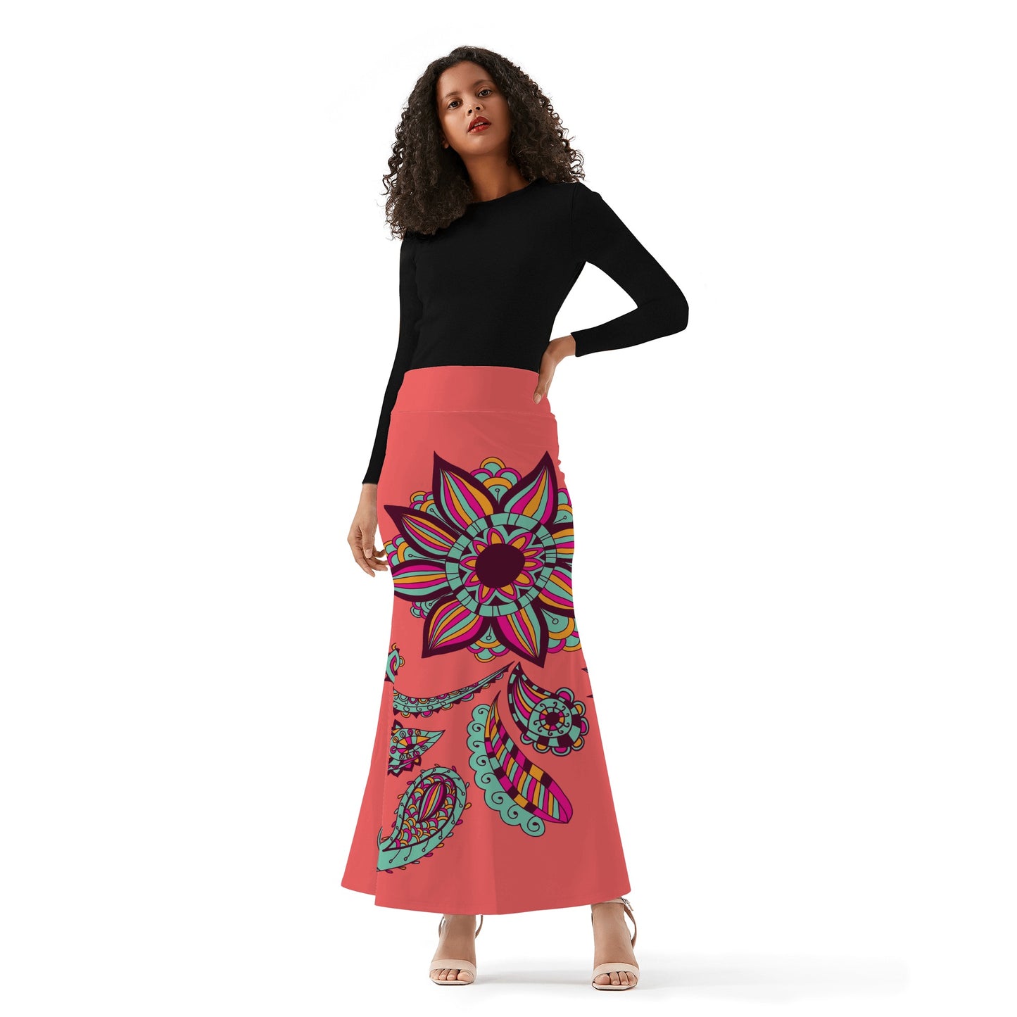 Womens Full Length Skirt - Floral Pattern