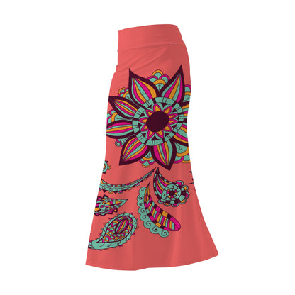 Womens Full Length Skirt - Floral Pattern