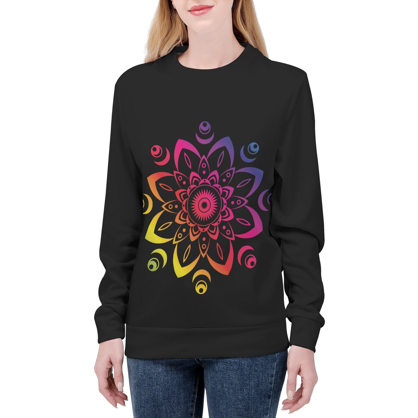 Womens All Over Print Sweater - Rainbow Mandla