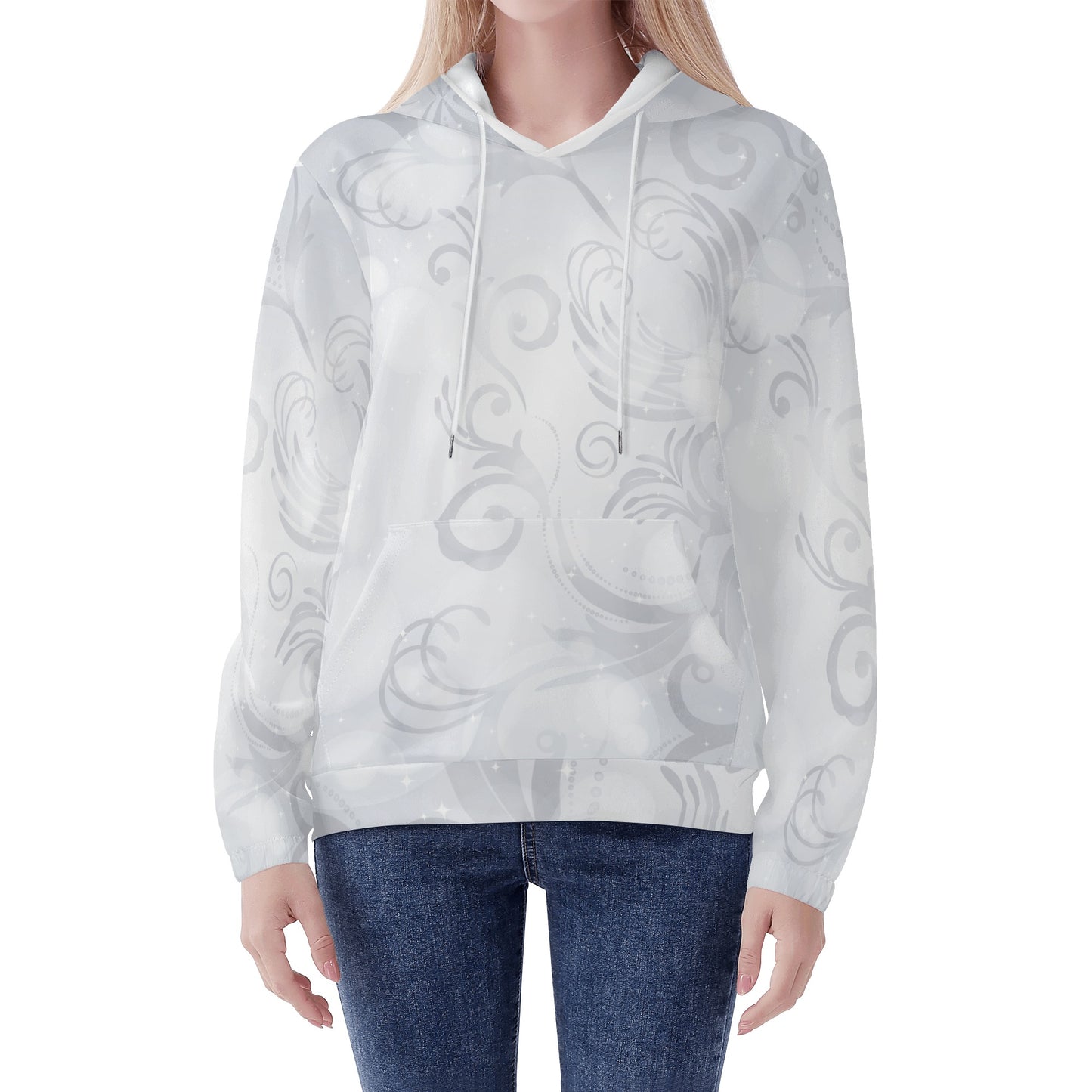 Womens Lightweight All Over Printing Hoodie Sweatshirt - Grey Swirl