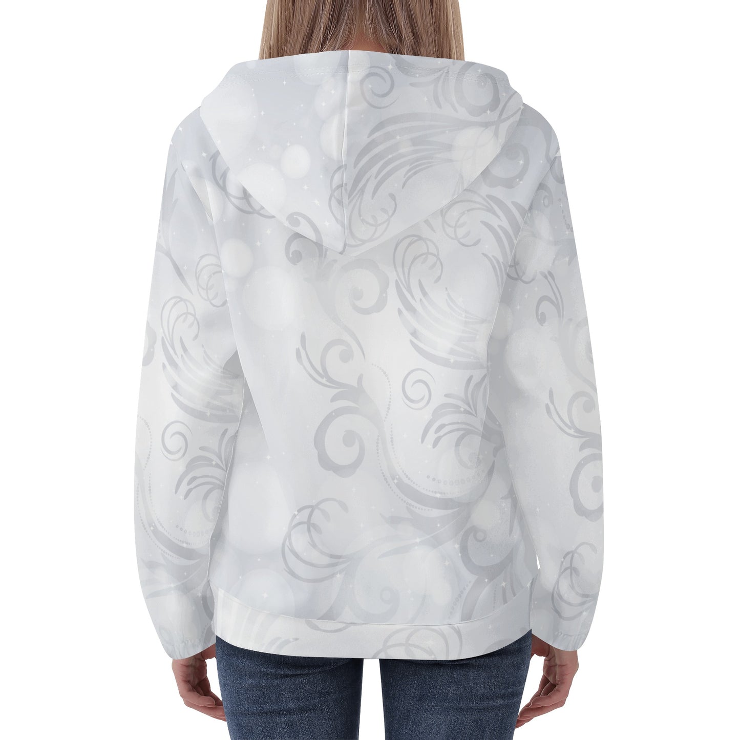 Womens Lightweight All Over Printing Hoodie Sweatshirt - Grey Swirl