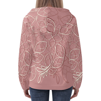 Womens Lightweight Zipper Jumper Sweatshirt Hoodie- Floral Lace