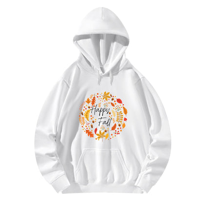 Front & Back Printing Adult Cotton Hoodie - Happy Fall