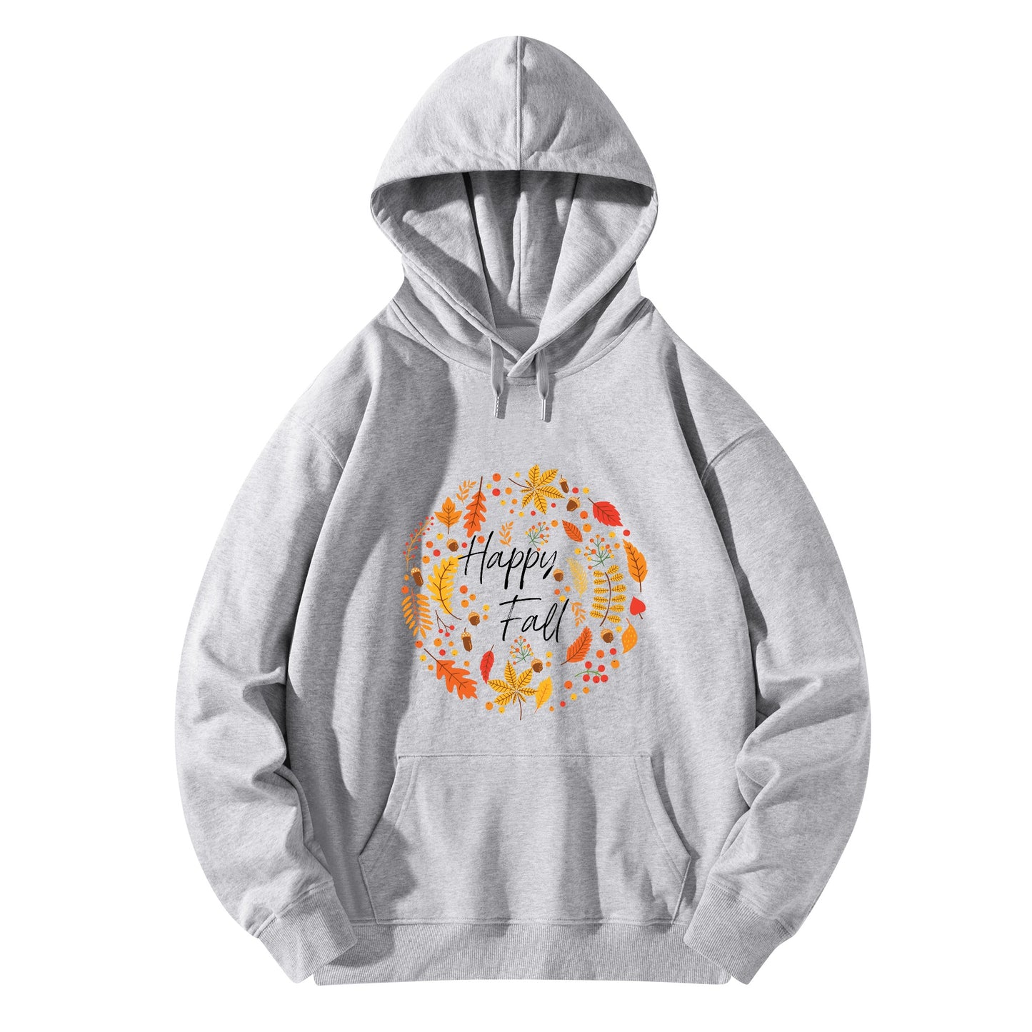 Front & Back Printing Adult Cotton Hoodie - Happy Fall