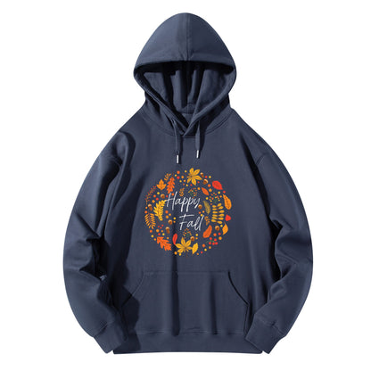 Front & Back Printing Adult Cotton Hoodie - Happy Fall