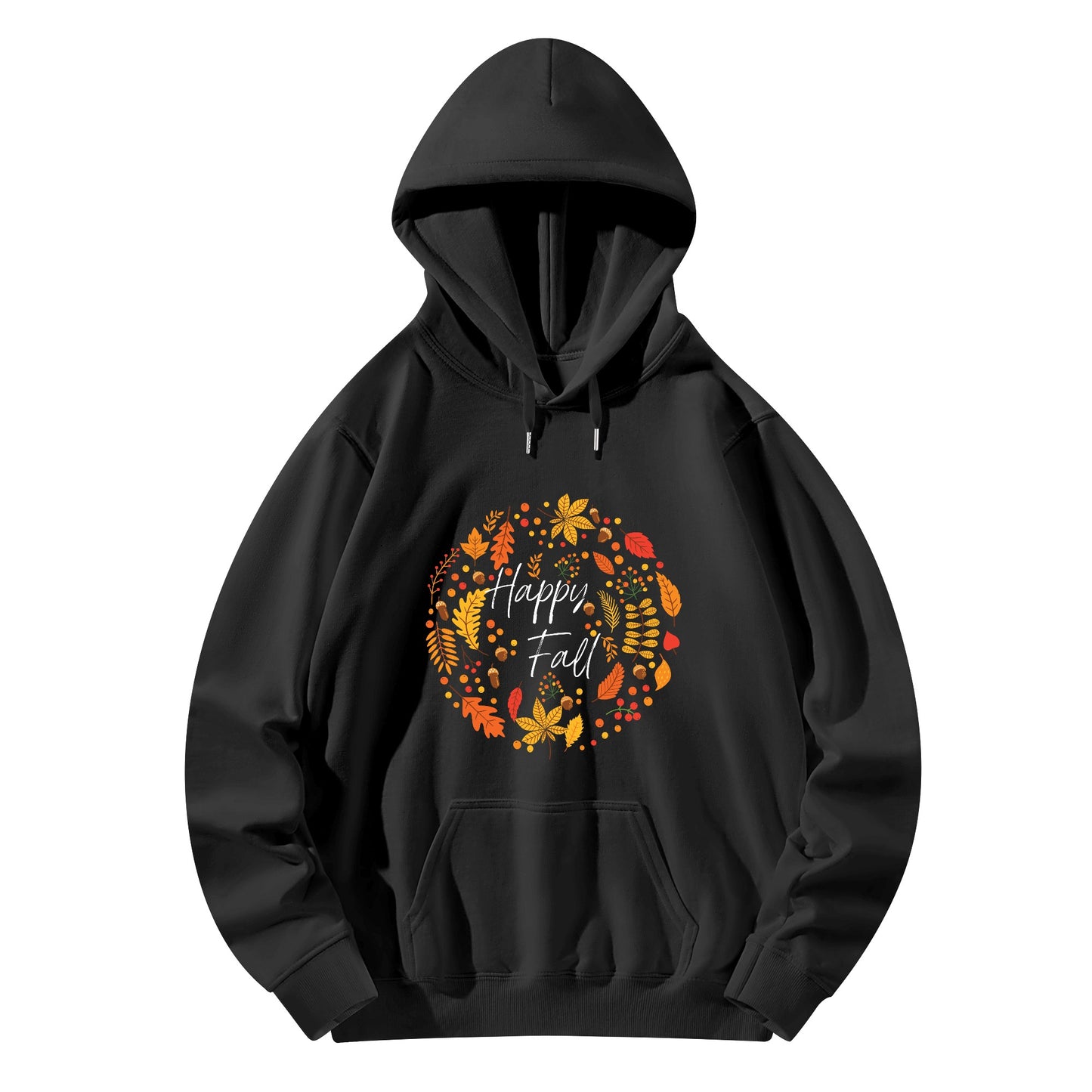 Front & Back Printing Adult Cotton Hoodie - Happy Fall