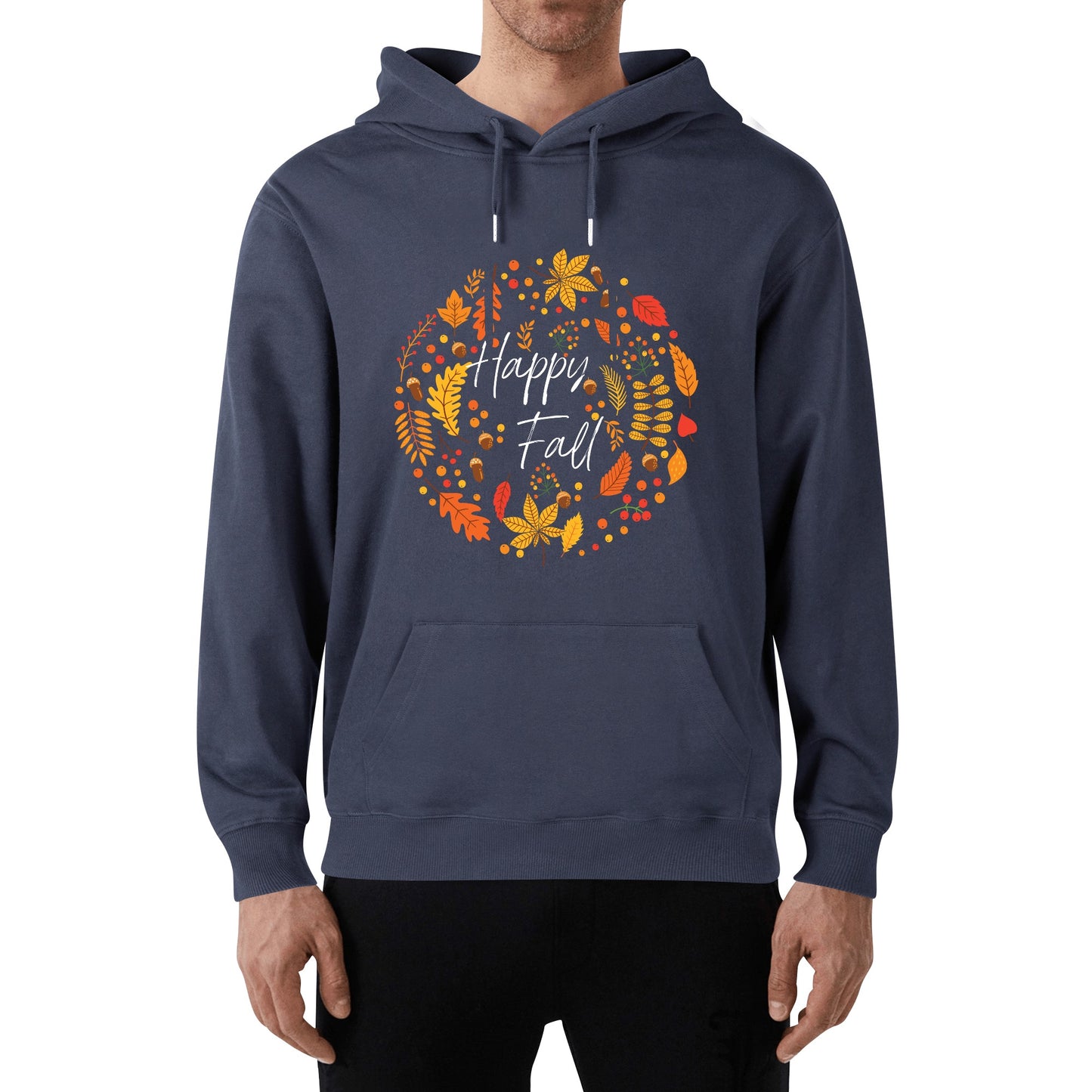 Front & Back Printing Adult Cotton Hoodie - Happy Fall