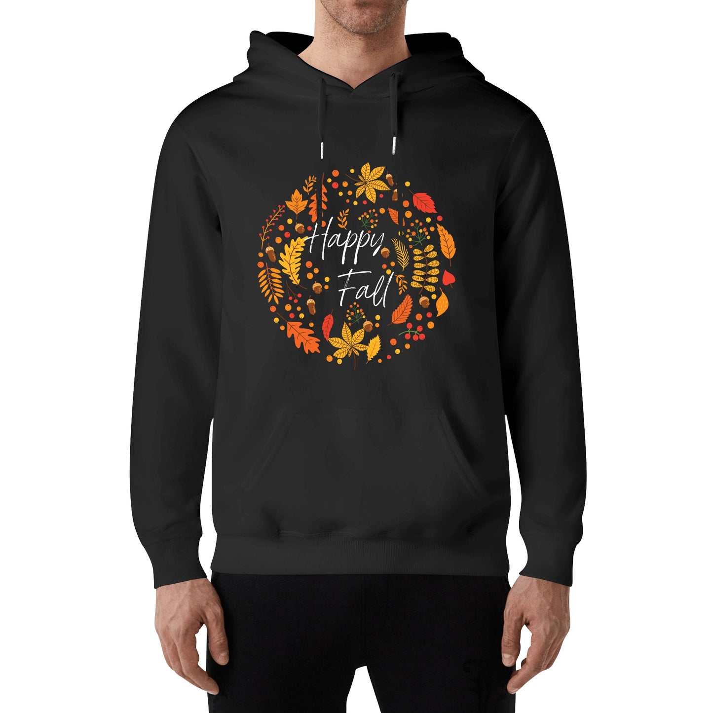 Front & Back Printing Adult Cotton Hoodie - Happy Fall