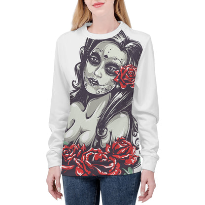 Womens All Over Print Sweater - Day of the Dead Girl