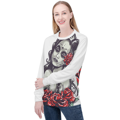 Womens All Over Print Sweater - Day of the Dead Girl