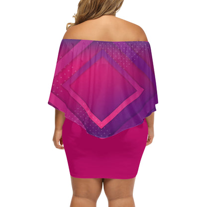 Womens Off-the-shoulder Tube Dress - Abstract Pink/Purple