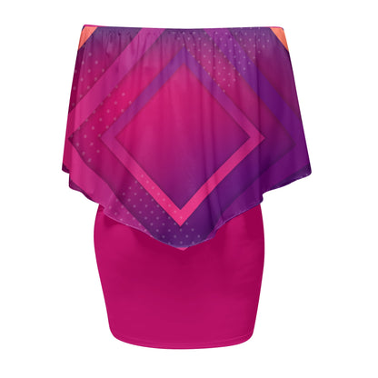 Womens Off-the-shoulder Tube Dress - Abstract Pink/Purple