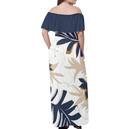 Womens Off-shoulder Long Dress - Leaf