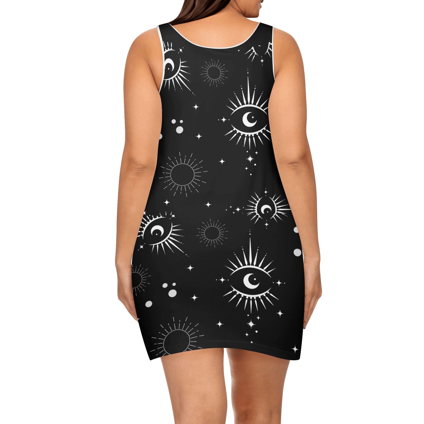 Womens Elegant Sleeveless Mini Dress - Mystical Eyes