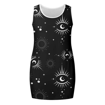 Womens Elegant Sleeveless Mini Dress - Mystical Eyes