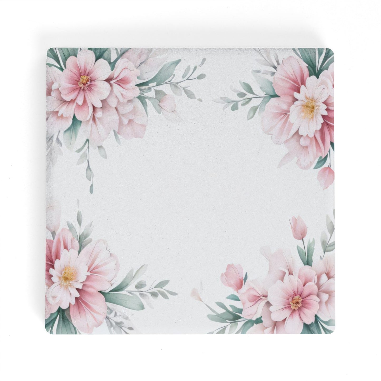 Square Ceramic Coasters - Pink Flowers