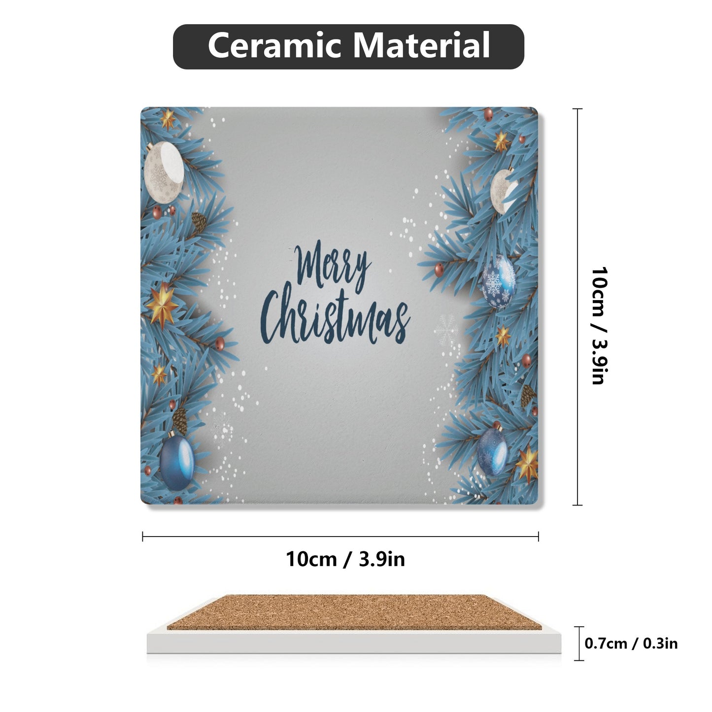 Square Ceramic Coasters - Merry Christmas