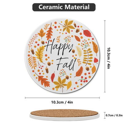 Round Ceramic Coasters - Happy Fall