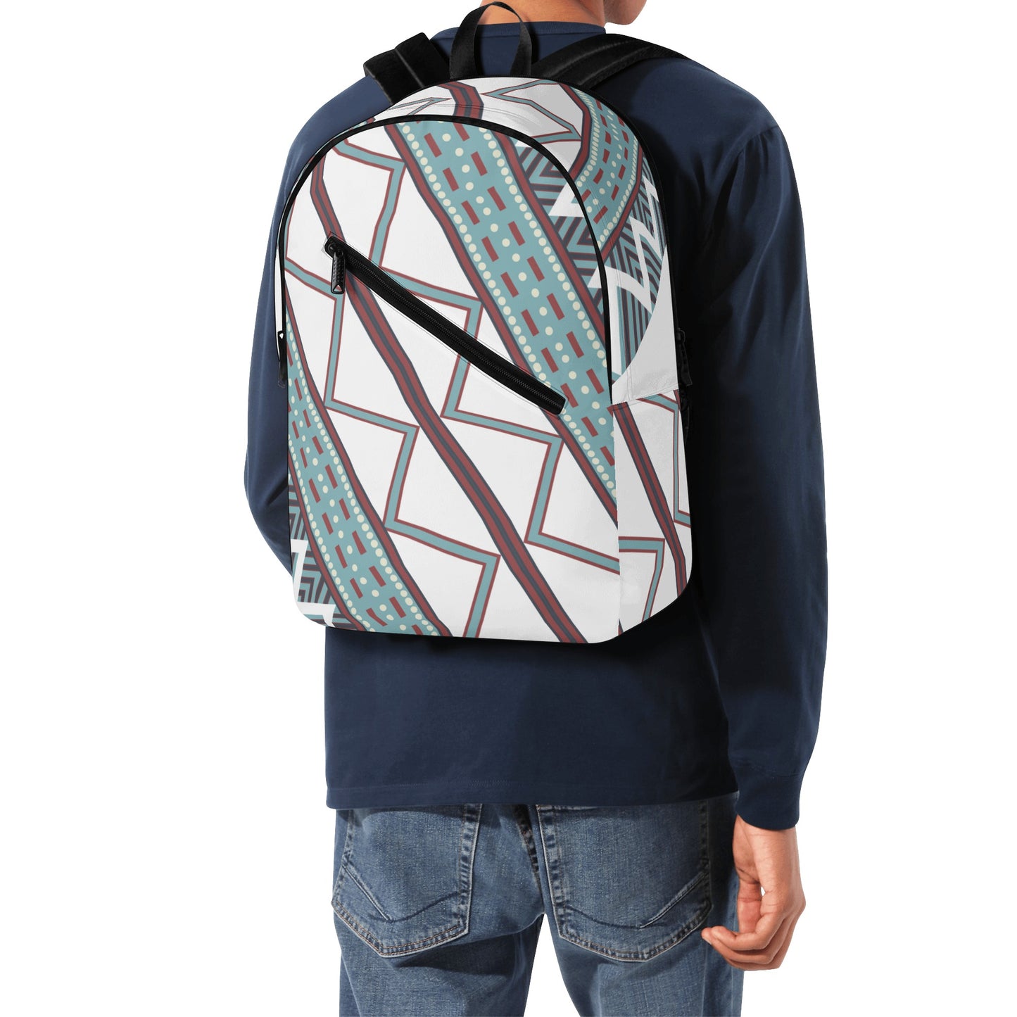 New Half Printing Laptop Backpack - Aztec