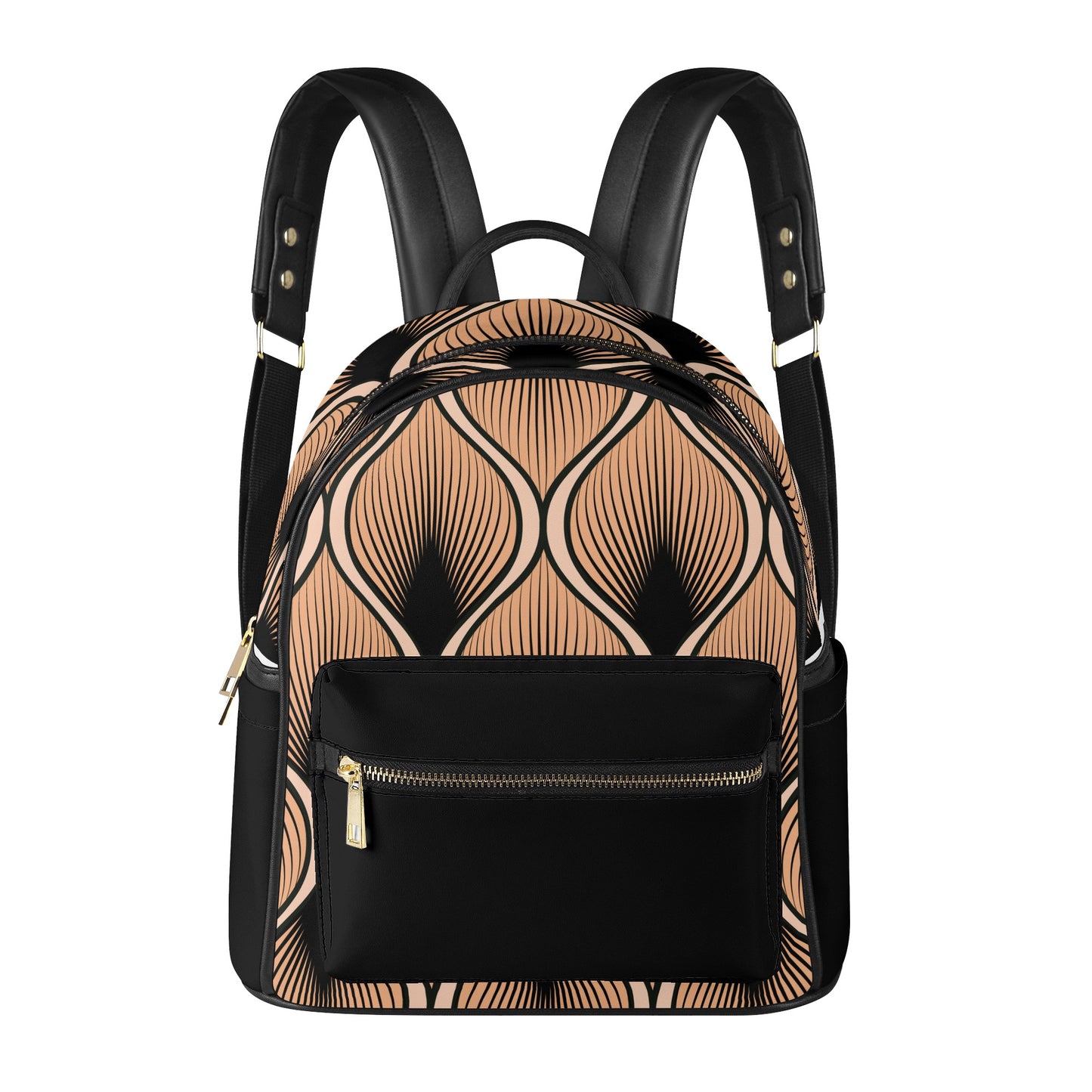 Womens Casual PU Backpack - Peach Feather