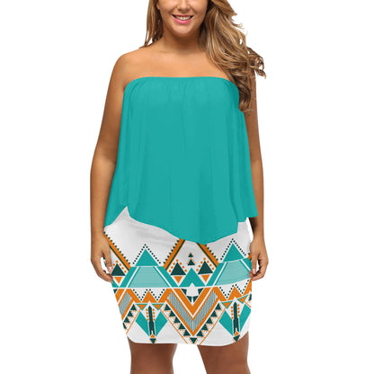 Womens Off-the-shoulder Tube Dress - Aztec2