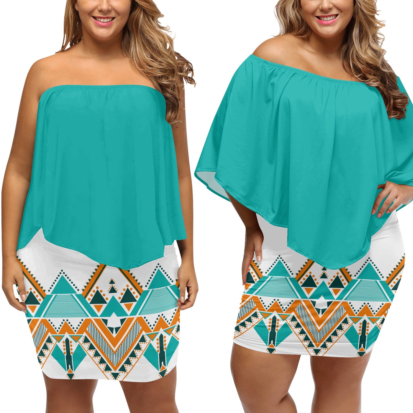 Womens Off-the-shoulder Tube Dress - Aztec2