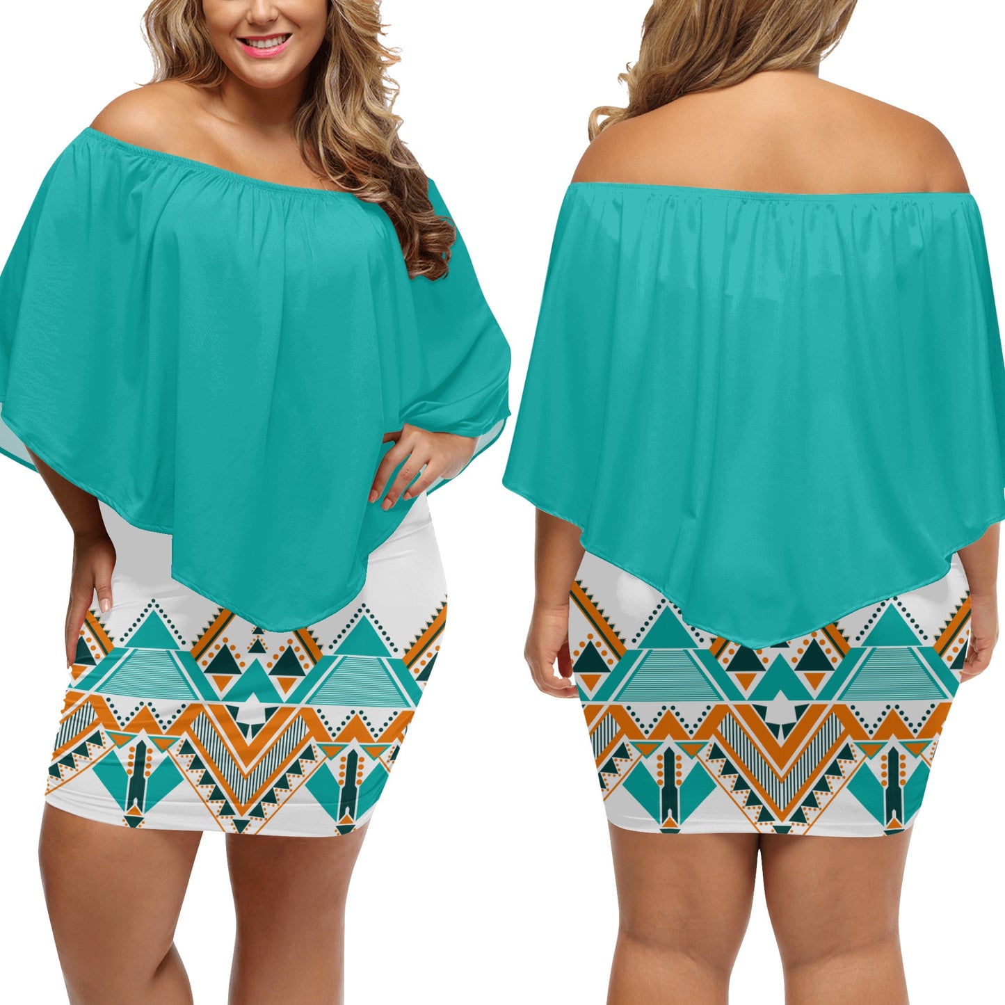 Womens Off-the-shoulder Tube Dress - Aztec2