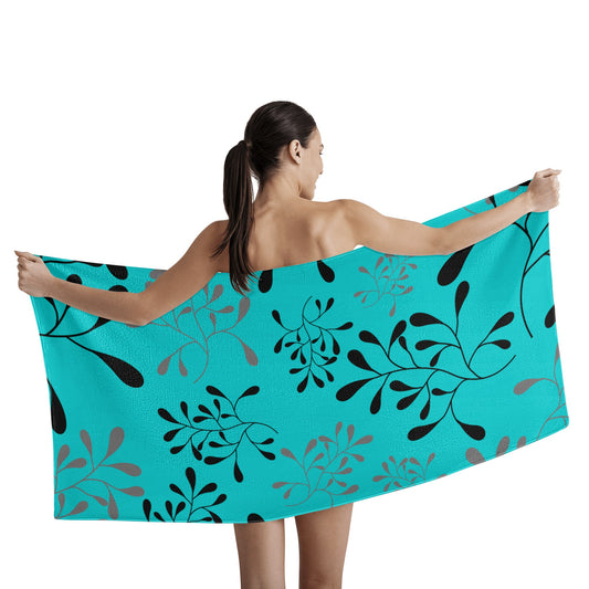 Bath Towel - Teal Leaf