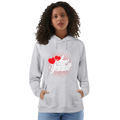 Front & Back Printing Adult Cotton Hoodie - Love yourself