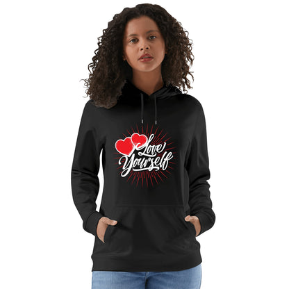 Front & Back Printing Adult Cotton Hoodie - Love yourself