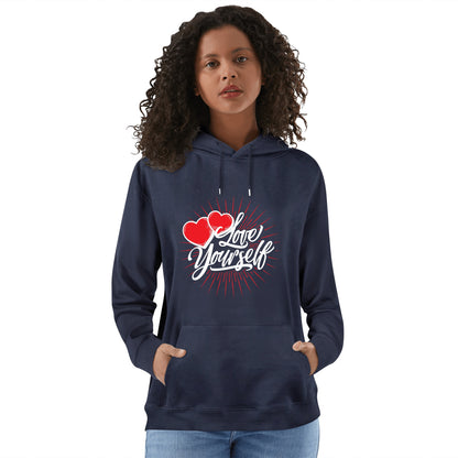 Front & Back Printing Adult Cotton Hoodie - Love yourself