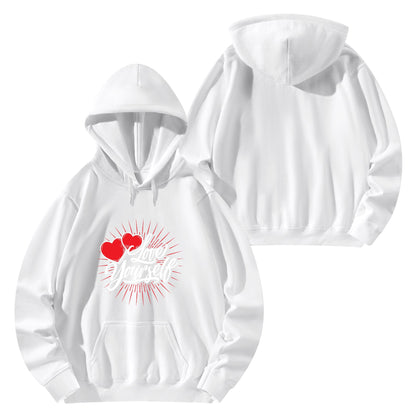 Front & Back Printing Adult Cotton Hoodie - Love yourself