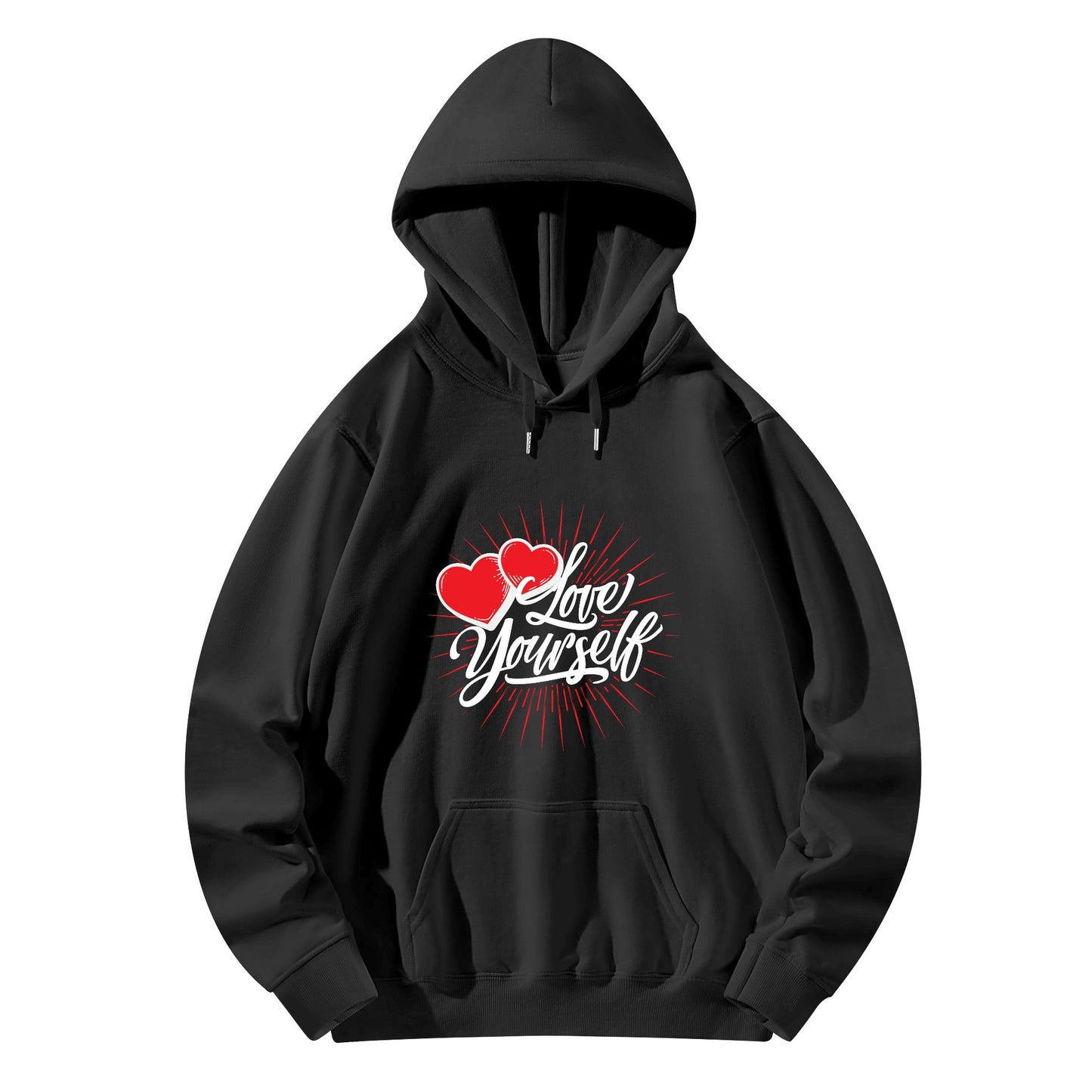 Front & Back Printing Adult Cotton Hoodie - Love yourself