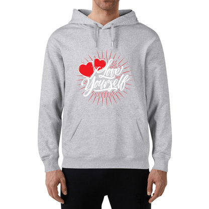 Front & Back Printing Adult Cotton Hoodie - Love yourself