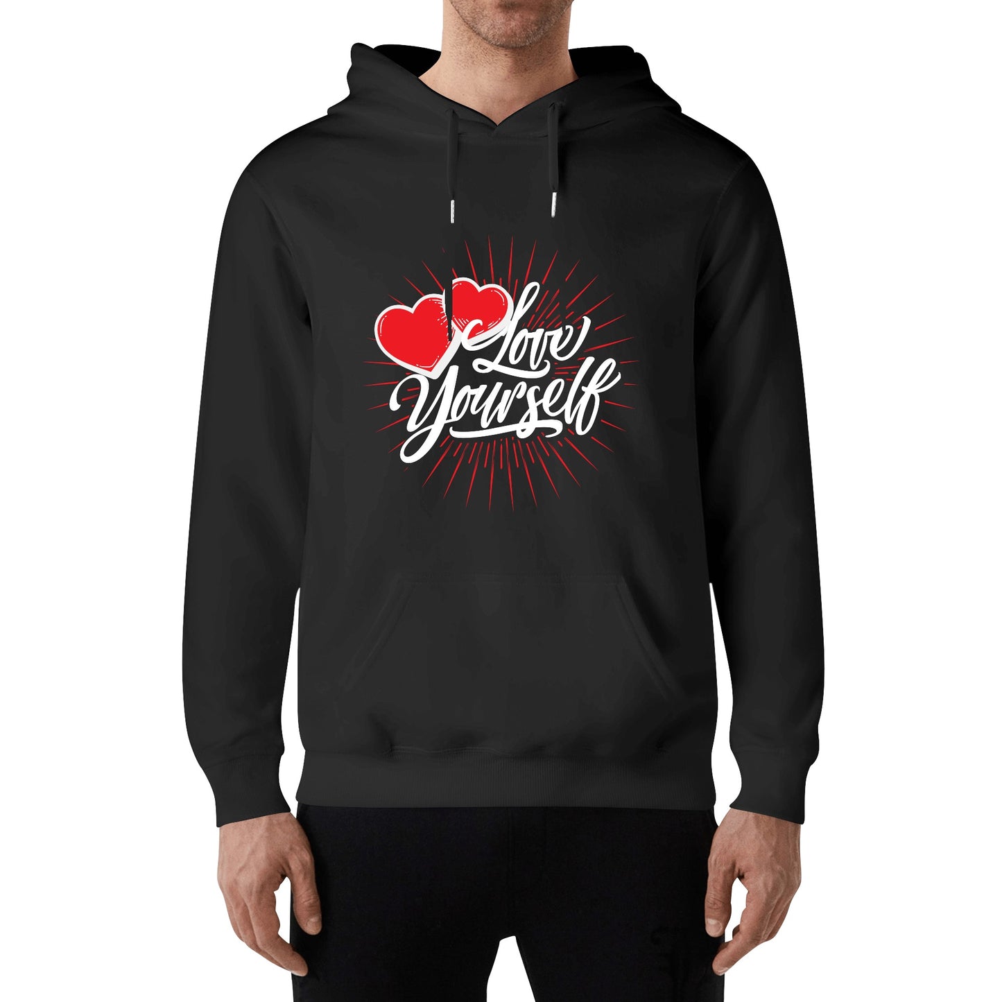 Front & Back Printing Adult Cotton Hoodie - Love yourself