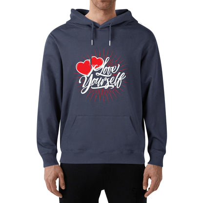 Front & Back Printing Adult Cotton Hoodie - Love yourself