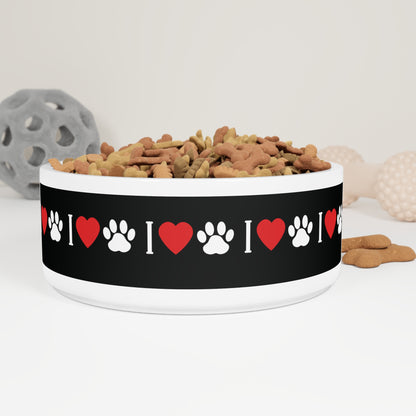 Pet Bowl - I Love Paw (Black)