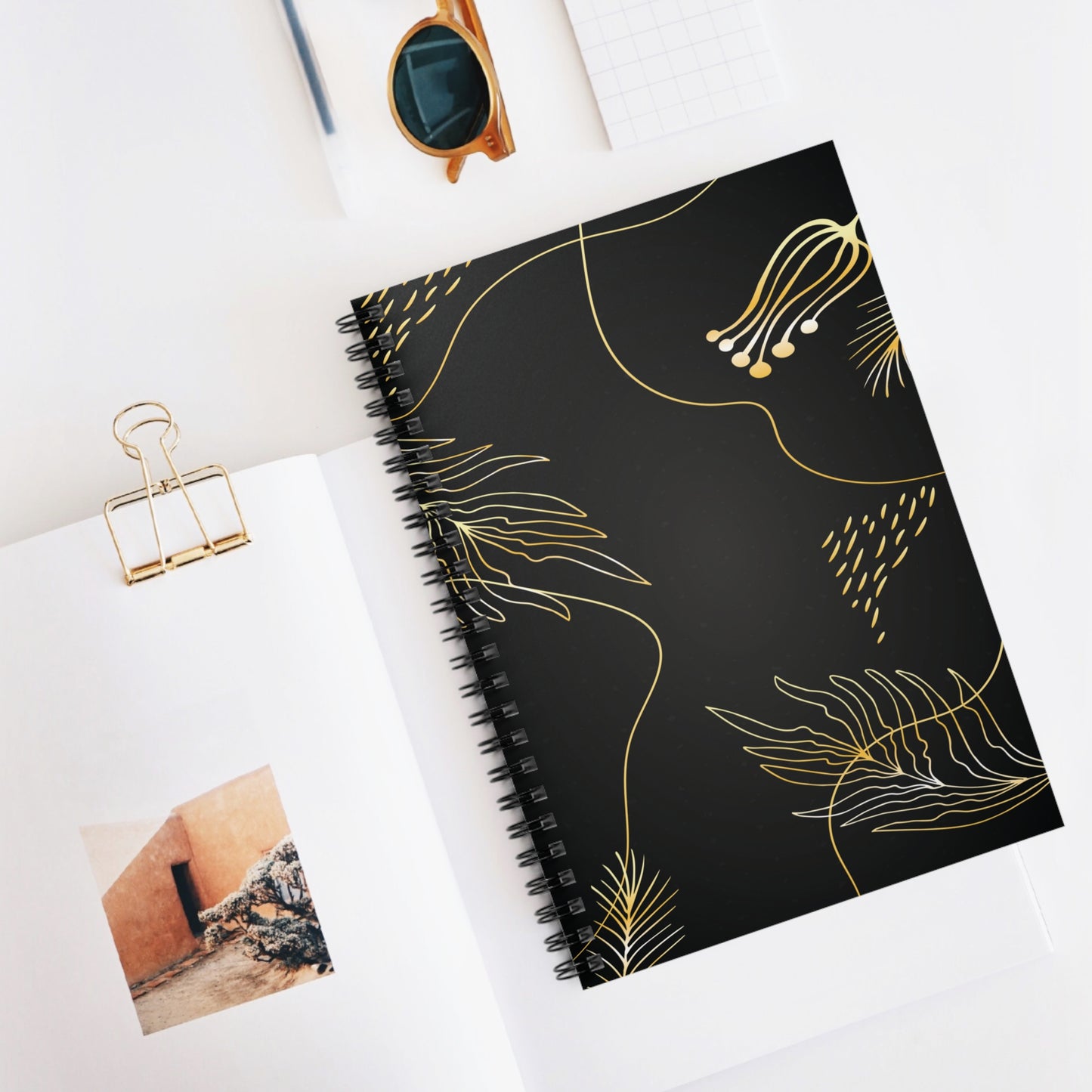 Spiral Notebook - Ruled Line - Black Abstract