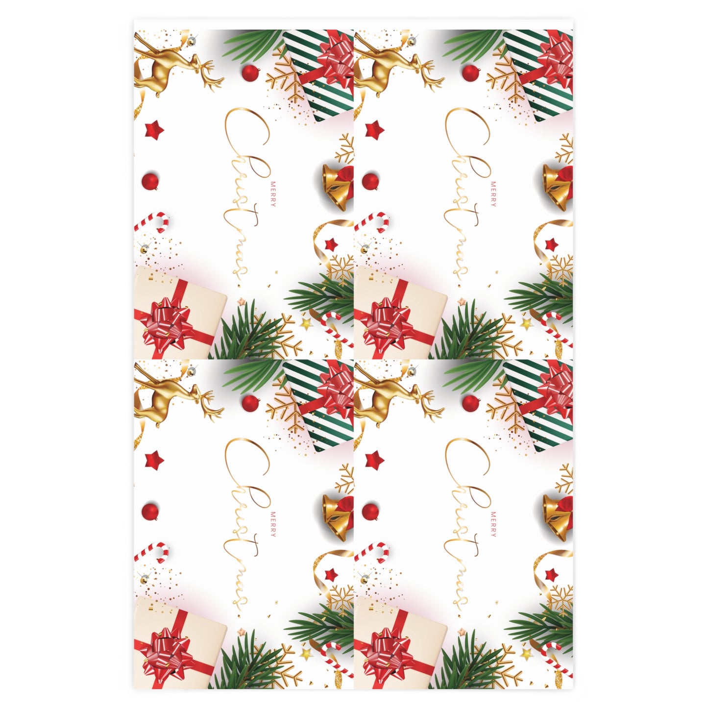 Wrapping Paper - Merry Christmas White/Gold