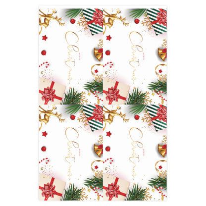 Wrapping Paper - Merry Christmas White/Gold